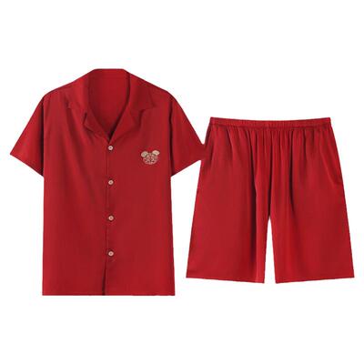 夏季家居服冰丝睡衣猫人男士