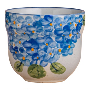 景德镇手绘釉下彩陶瓷马克杯咖啡杯高端水杯家用300ml矮葫芦杯