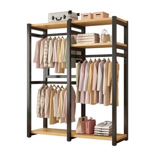 衣帽架衣柜落地卧室家用衣帽间防尘简易组装金属挂衣架置物架一体