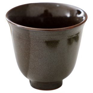 耀州窑仿唐代茶叶末釉青瓷半手工茶道茶具粗陶陶瓷复古茶杯主人杯