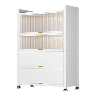 厨房置物架落地多层收纳柜子微波炉家用带门多功能厨房碗柜储物柜