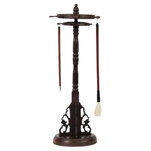 鸡翅木笔架展示架毛笔挂架 红木毛笔架毛笔挂实木挂毛笔的笔架托摆件 文房四宝书法用品悬挂式毛笔架子可旋转