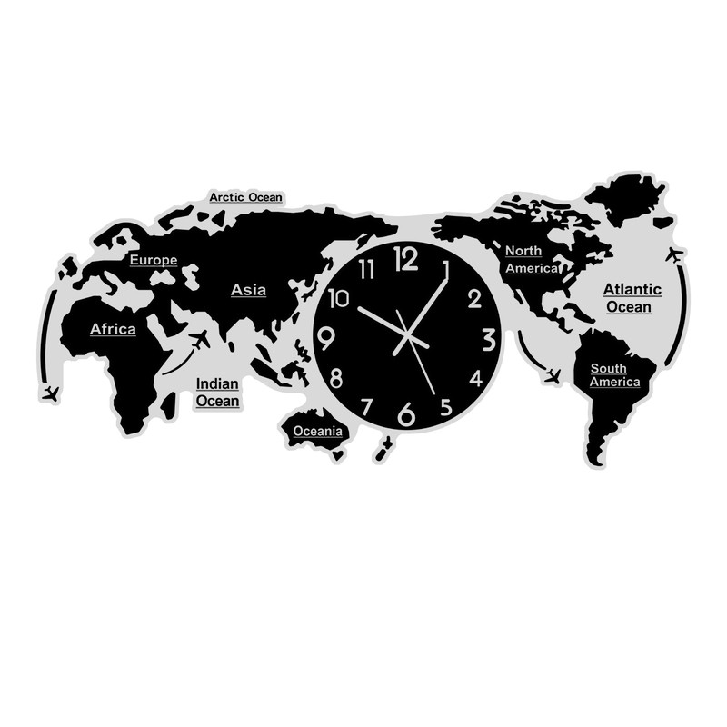 YZOK正品创意世界地图挂钟客厅装饰时钟现代简约壁挂式亚克力挂表
