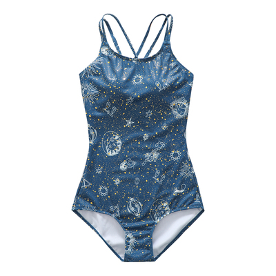 竞速训练星空烫金女连体速干泳衣