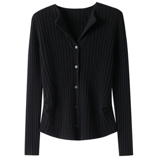 过目不忘！气质修身100%纯山羊绒开衫女纯羊绒毛衣针织打底衫秋冬