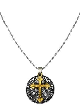 WHYBLUE小众复古十字架项链男