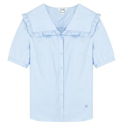ELAND荷叶领短袖学院风衬衫