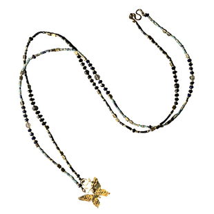 VIKIKO【平安永恒】宝石手作青金月光石蝴蝶细小项链女生礼物