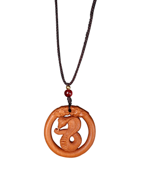 桃木十二生肖蛇马狗毛衣链护身符