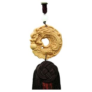黄杨木雕刻生肖龙挂件汽车吊坠鱼龙挂饰平安牌文玩手把件随身饰品