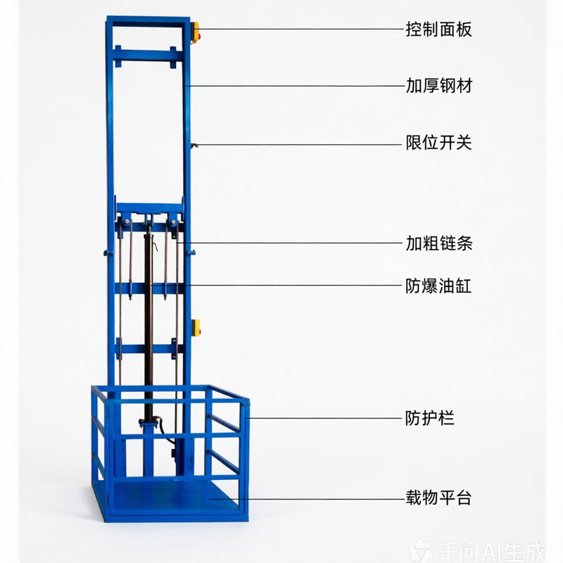 固定式升降平台液压货梯单人操作导轨式升降机安全液压驱动控制