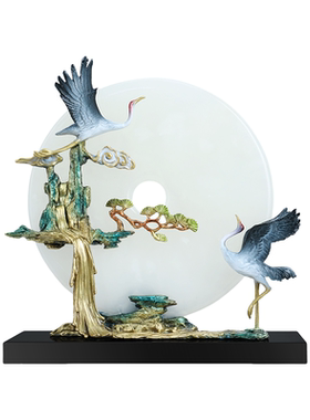 松鹤平安扣摆件新中式高档好礼