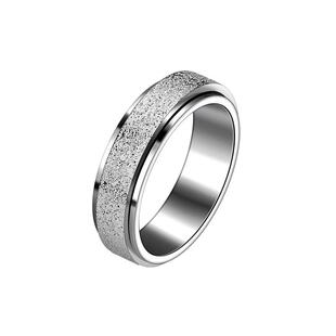 戒指男高级感潮小众简约百搭黑色外圈可转动银色男生单身食指指环