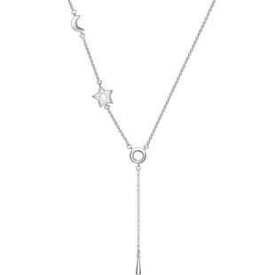 周大福首饰星月交辉时尚浪漫唯美925银项链套链AB39111