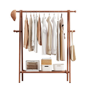 实木衣帽架家用落地挂衣架室内房间卧室榉木衣架立式简易晾衣架子