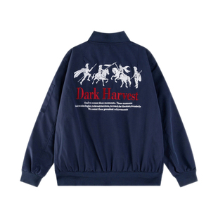 DHSS美式街头战马刺绣飞行夹克男女宽松高街潮牌情侣百搭休闲外套