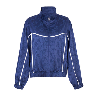 婉甸2025黛青色提花长袖外套原创设计风1241O24SX4