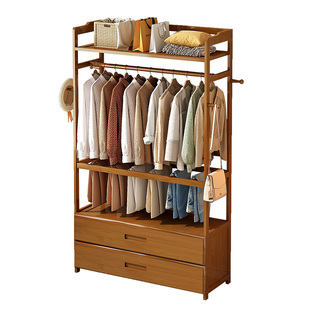 衣帽架落地卧室家用挂衣架简易衣服收纳架2026新款实木挂包置物架