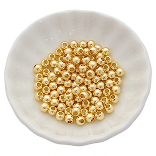 保色14K18K包金珠圆珠散珠隔珠银珠手工diy串珠手链项链饰品配件