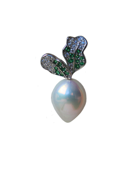 天然极光巴洛克水滴珍珠萝卜吊坠