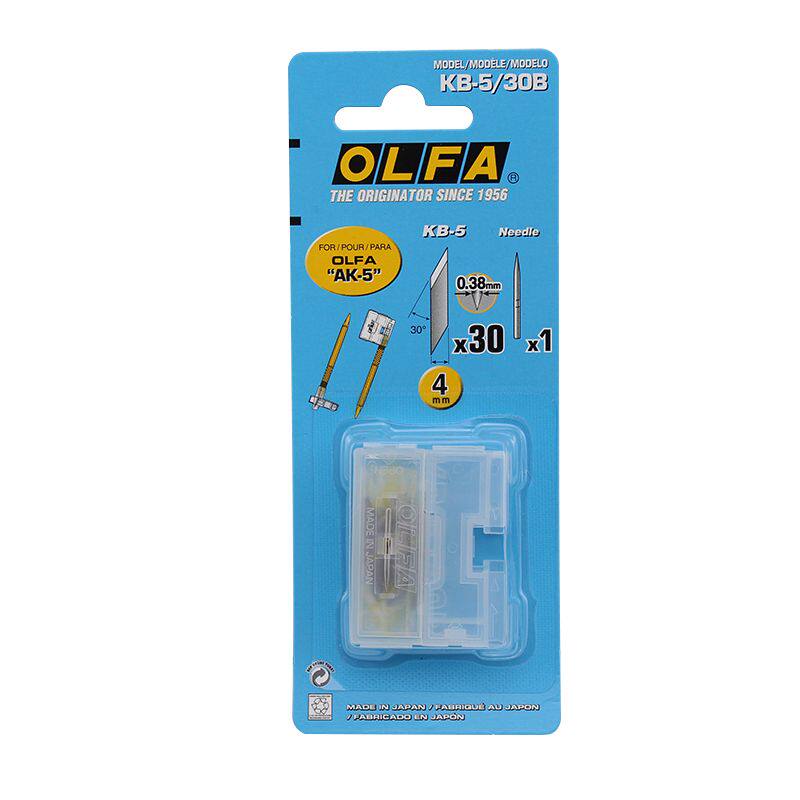 正品日本OLFA雕刻刀片KB-5/30B小黄刀片30片装+细雕针1根