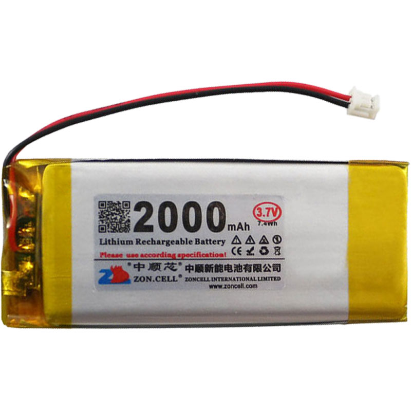 中顺芯无线蓝牙便携设备儿童玩具灯具聚合物锂电池组3.7V 2000mAh