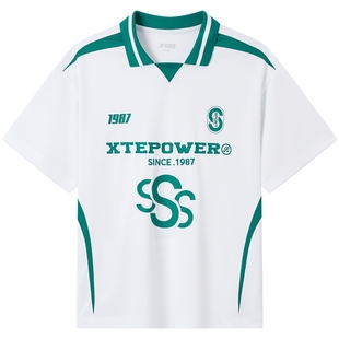 特步童装儿童潮酷POLO衫男童夏季复古速干短T大童宽松运动T恤上衣