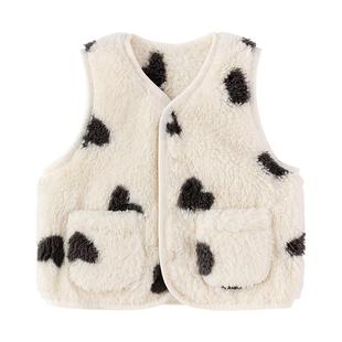 babylove婴儿马甲秋冬季舒棉绒外穿背心宝宝百搭保暖上衣毛绒坎肩