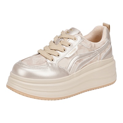 千百度加绒厚底增高小白鞋女