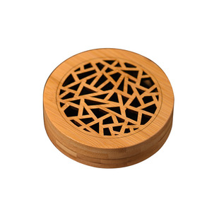 竹木制盘香盒楠竹加大香炉沉香檀香家用冰裂镂空复古香插托盘底座