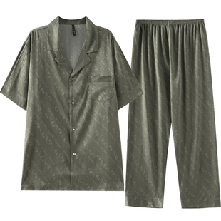 睡衣男士春秋款冰丝短袖长裤家居服男款丝绸仿真丝夏季薄款高级感