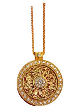 沙金新中式八宝罗盘吊坠毛衣链