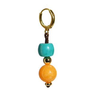 康巴 单边耳坠尼泊尔藏式耳钉游牧耳环女绿松石耳饰耳夹民族风男