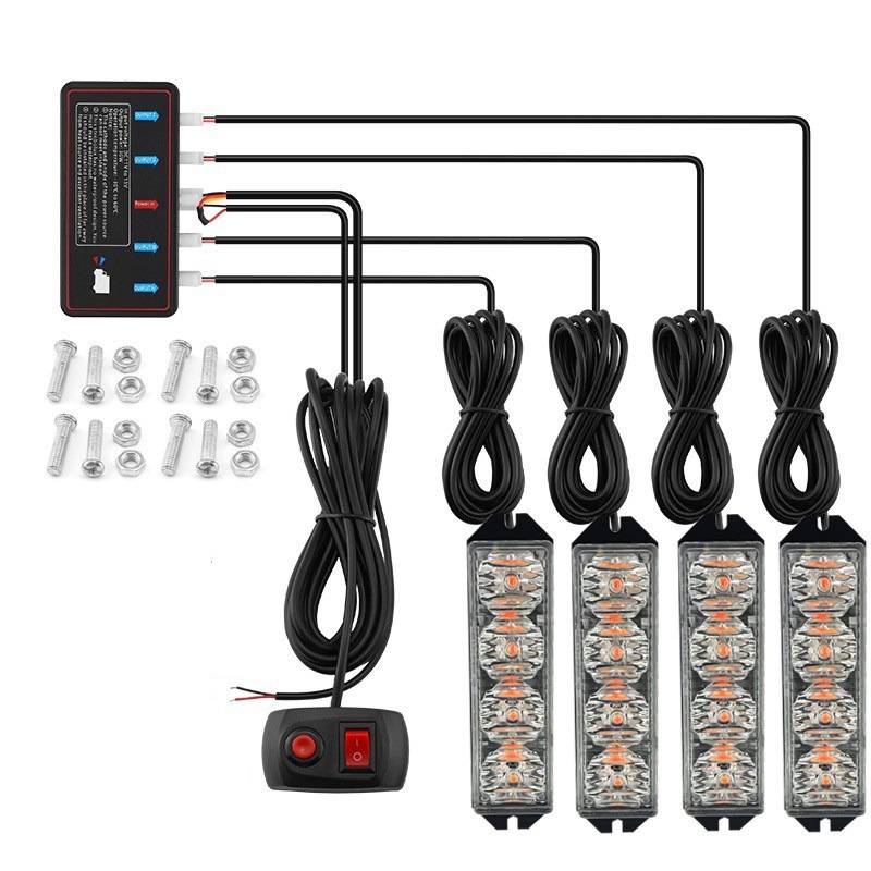 一拖四4LED中网爆频遥控大功率灯闪灯警示灯边灯闪无线货车