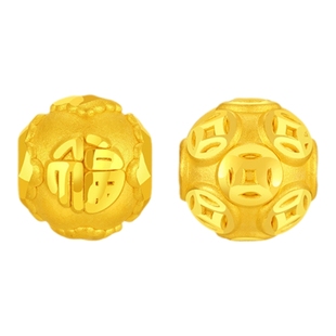 潮宏基经典隔珠黄金串珠足金转运珠显大铜钱散珠硬金生日礼物女