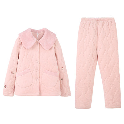 安之伴【巨保暖】情侣睡衣冬季三层夹棉加厚珊瑚绒冬款男女家居服