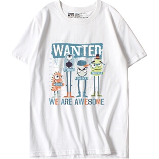 韩国ulzzang可爱卡通t恤女短袖韩版原宿bf风宽松白色百搭学生港味