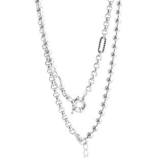 原创设计925银纯银项链挂链佛牌链长银链条银毛衣链不规则吊坠链