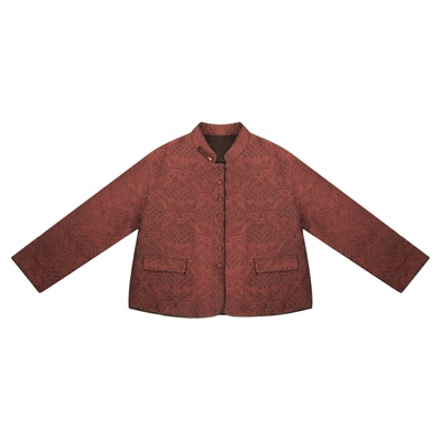 老钱风香云纱提花保暖棉衣女