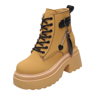 爆款内增高小个子厚底粗跟短靴