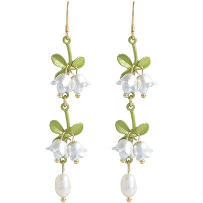 日系田园风温柔铃兰花耳环耳夹