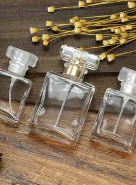 厂家现货透明方形20ml玻璃高档喷雾瓶分卡口方香水瓶装瓶扁瓶空瓶