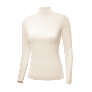 简云半高领德绒发热保暖内衣女上衣加厚加绒内搭白色打底衫秋衣冬