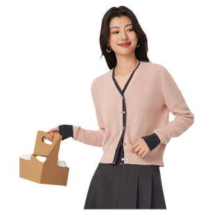 gcruesV领撞色毛衣春秋新款女装小个子流行百搭短款时髦上衣