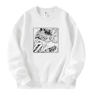 伊藤润二富江漫画周边圆领卫衣男女宽松白色长袖二次元印花上衣