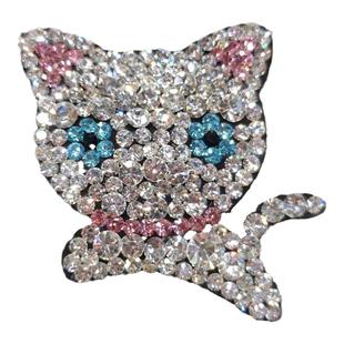 米龙原创掰掰夹捷克钻可爱小猫软底超纤皮满钻碎发刘海夹BB夹爆款