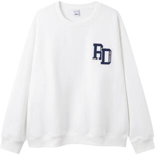 森马卫衣男冬季复古撞色字母绣花校园风上衣宽松针织休闲装百