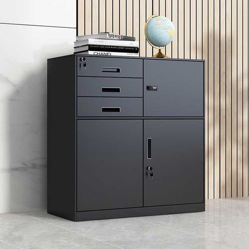 铁皮文件柜子带锁资料档案柜办公桌下抽屉小矮柜工具柜阳台储物柜