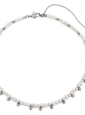 KREAM 925银天然珍珠项链男嘻哈女欧美潮流锁骨链