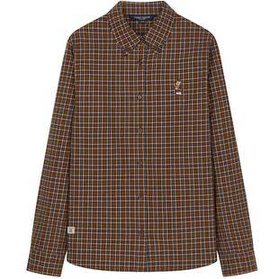 TeenieWeenie小熊女装2025秋新款舒适宽松知识分子风翻领格纹衬衫